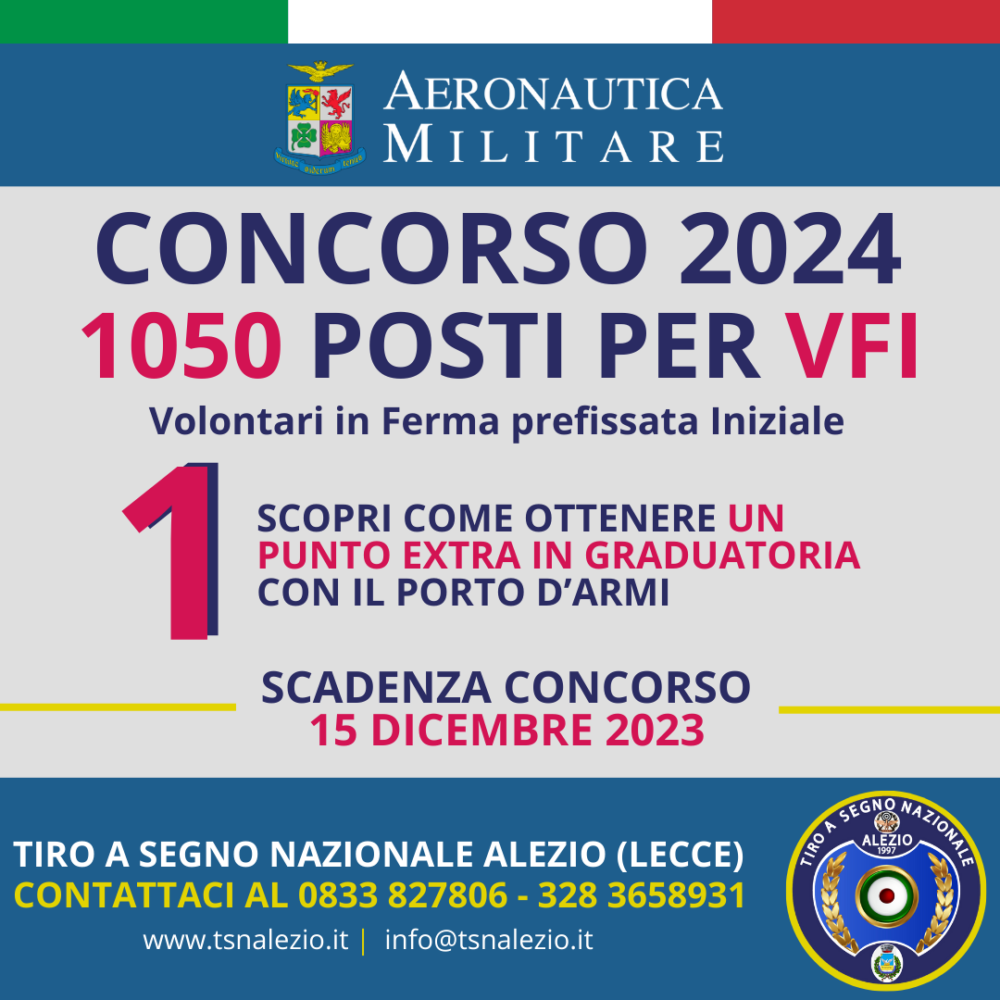 Concorso Aeronautica Militare 2024 per 1050 VFI