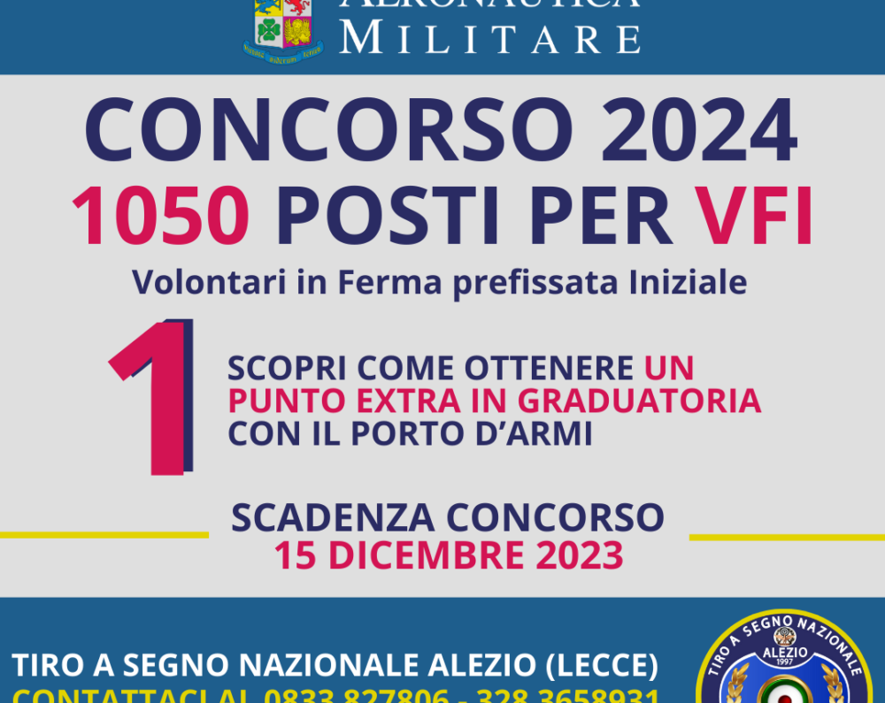 Concorso Aeronautica Militare 2024 per 1050 VFI