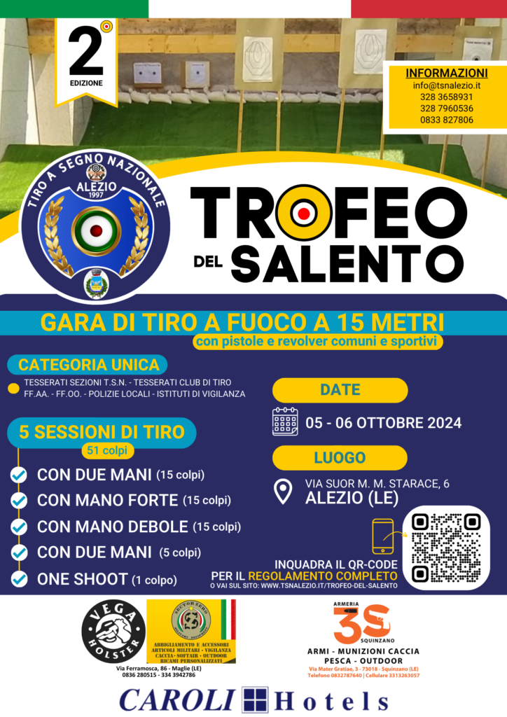 Trofeo Salento poligono fuoco aria compressa alezio lecce provincia porto armi idoneità maneggio