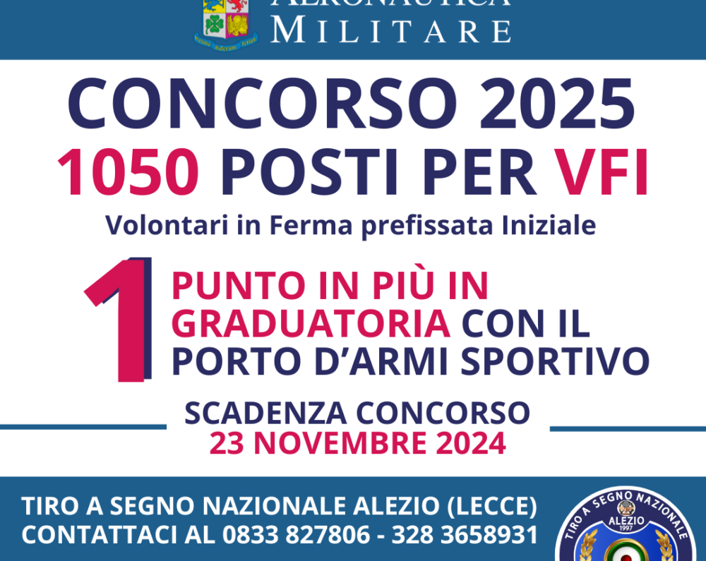 Concorso Aeronautica Militare 2025 per 1050 VFI