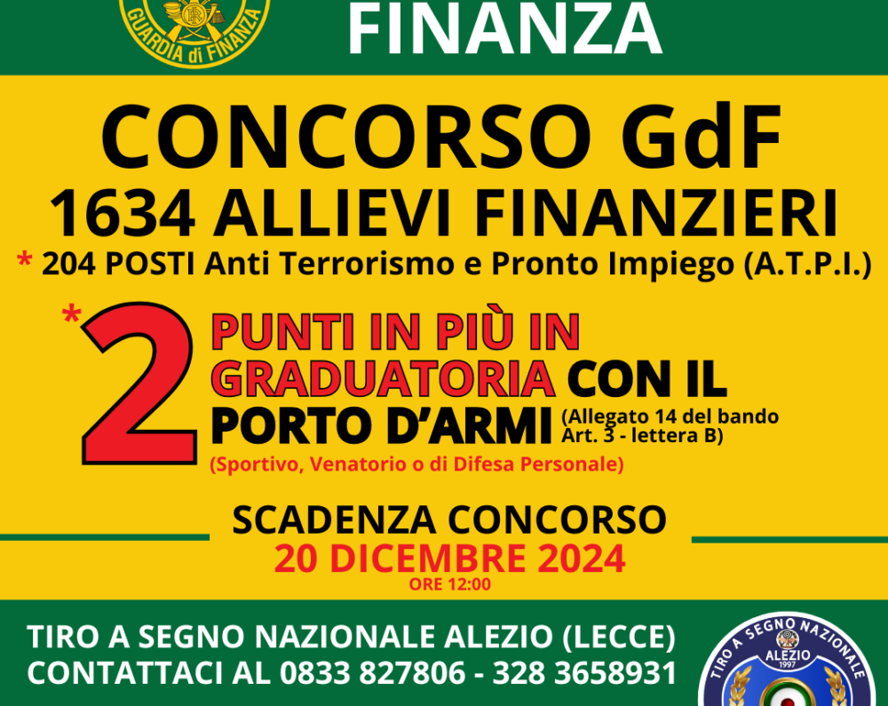 Concorso Guardia di Finanza per 1634 Allievi Finanzieri