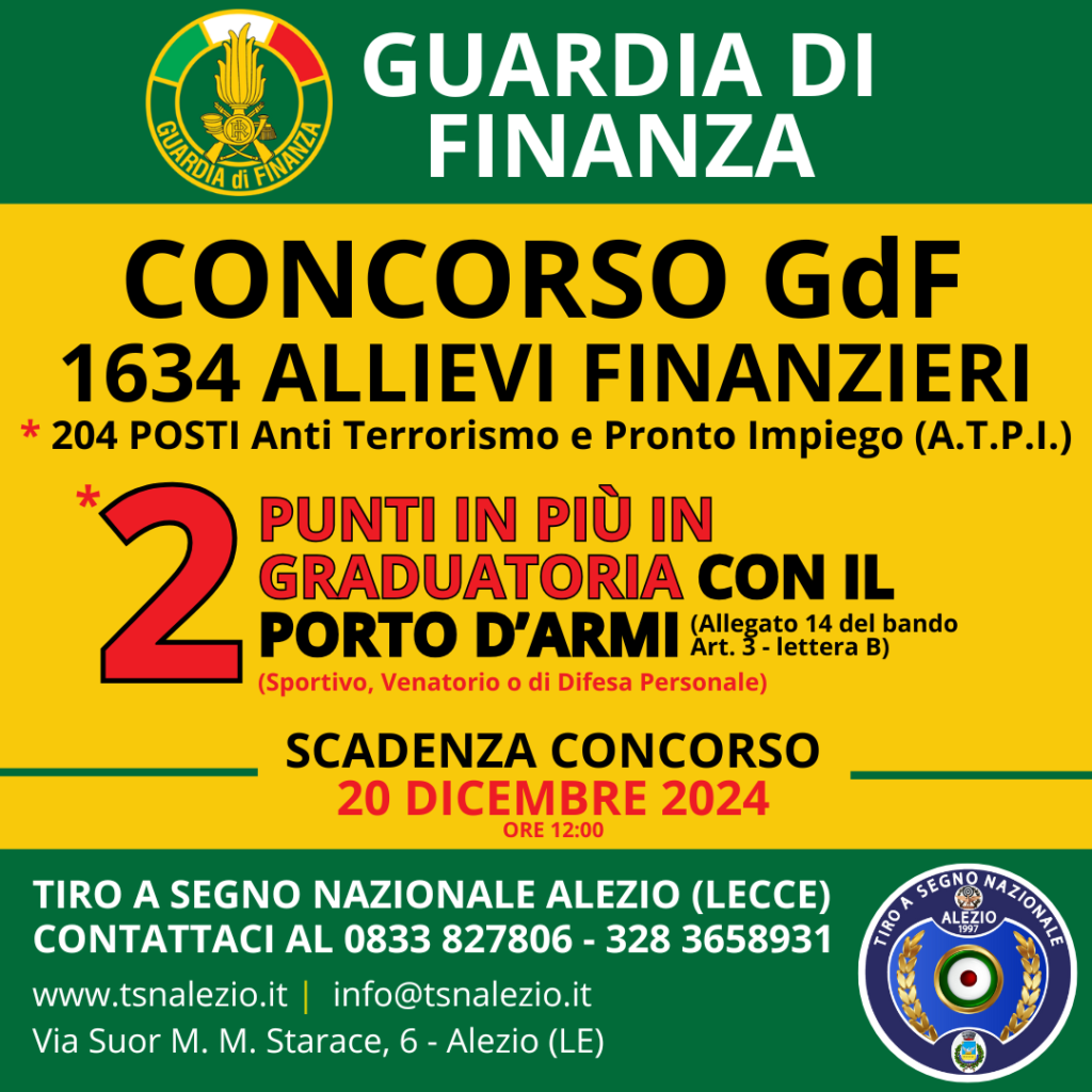 CONCORSO GUARDIA DI FINANZA 1634 ALLIEVI FINANZIERI PORTO D'ARMI ALEZIO LECCE